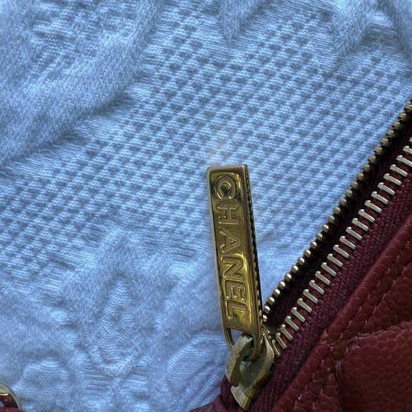 Chanel Burgundy Quilted Mini Bag in Caviar Leather w/ Gold Hardware - Picture 5 of 11